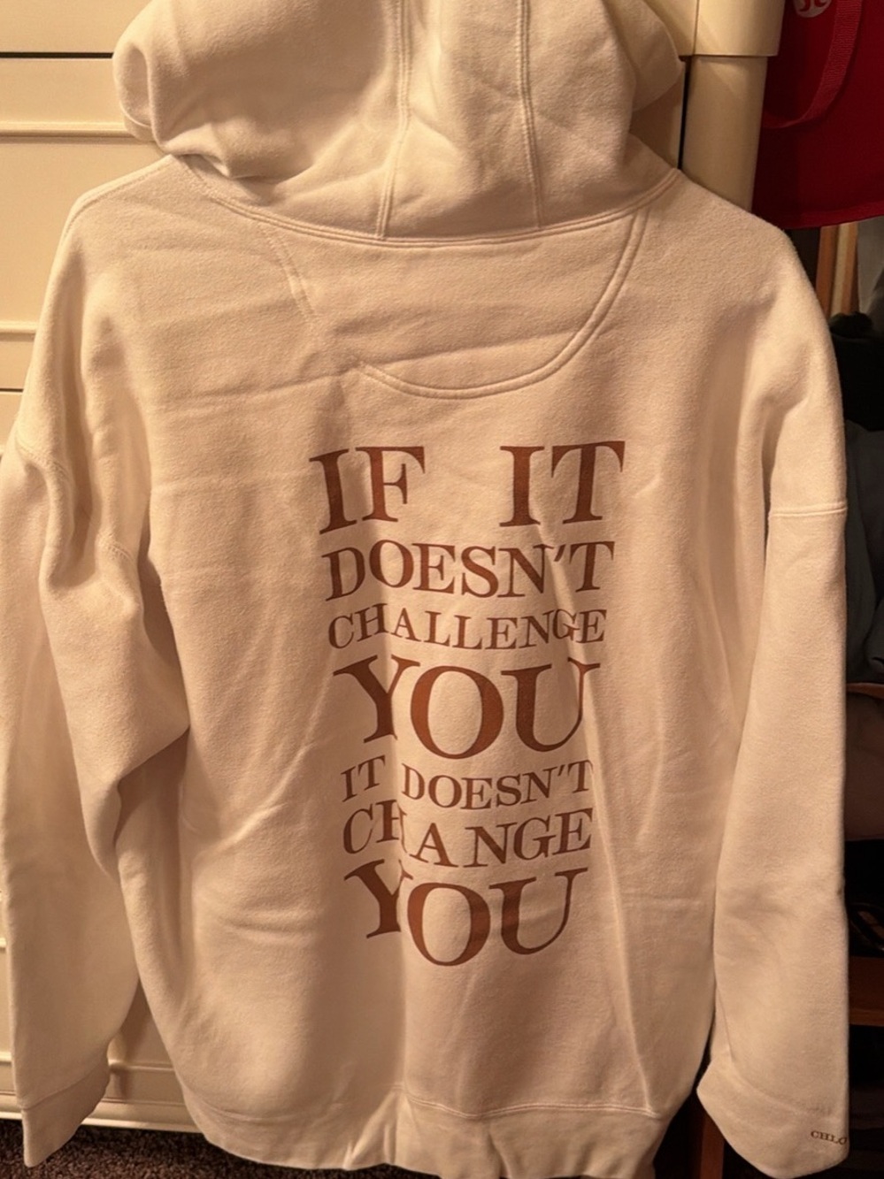 White Graphic Hoodie with Motivational Quote